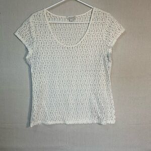 Banana Republic White Fitted Cropped Blouse medium Excellent t